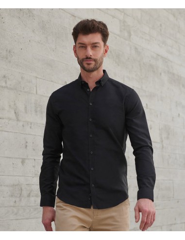 HEN-H512-Chemise Oxford moderne à manches longues